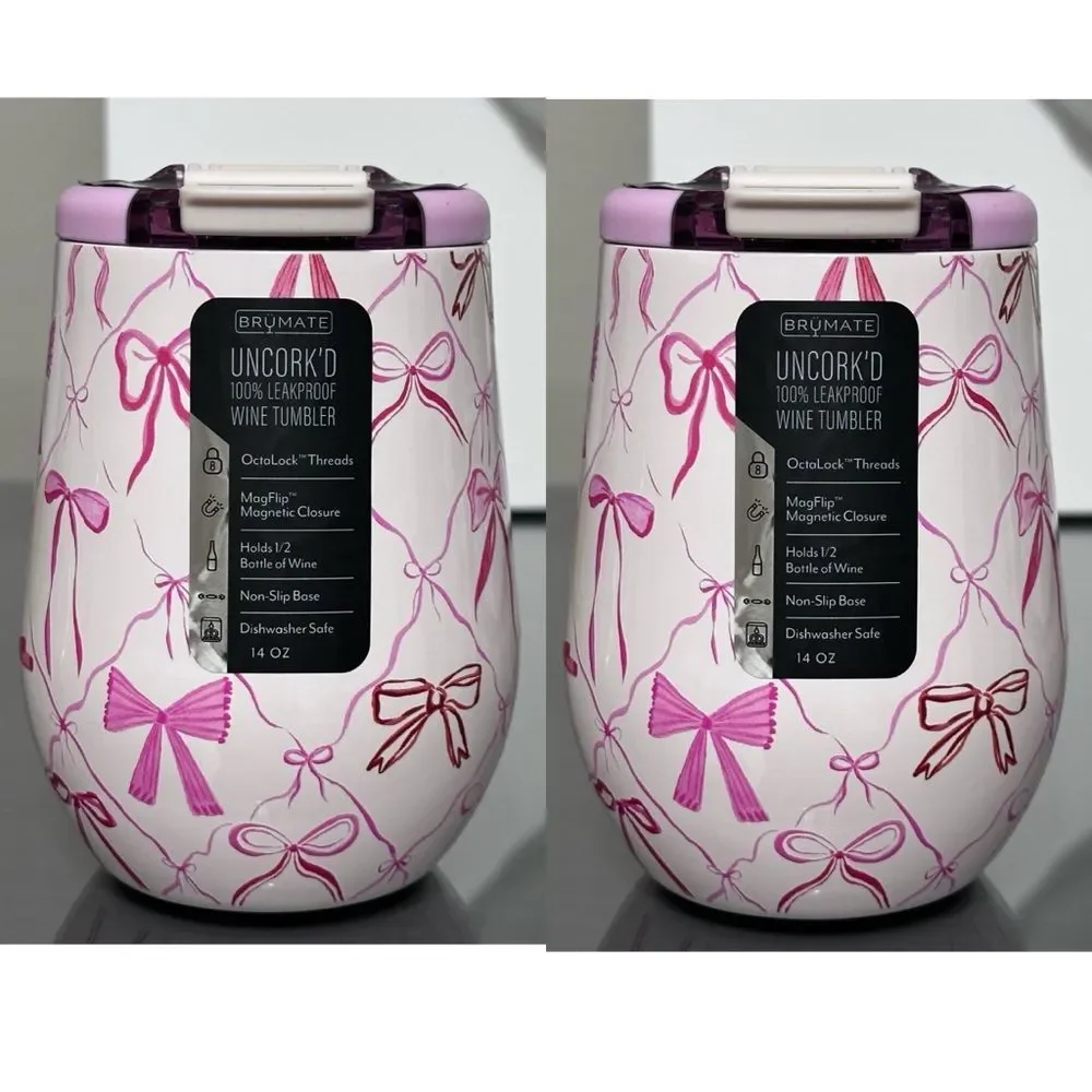 SET OF‎ 2- BRUMATE UNCORK'D 14oz WINE TUMBLERS, BOWS